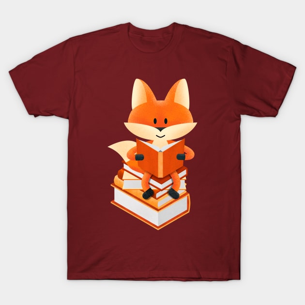 Book lover fox illustration T-Shirt by pencildog